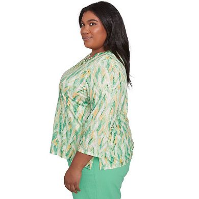Plus Size Alfred Dunner Bright Textured Strokes Embellished Top