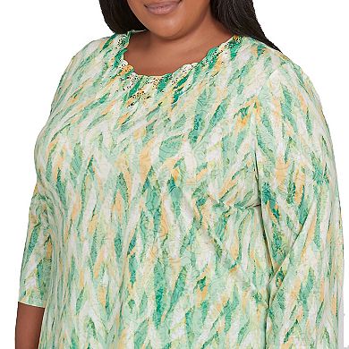 Plus Size Alfred Dunner Bright Textured Strokes Embellished Top