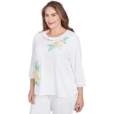 Plus Size Alfred Dunner Embroidered Pineapple Top