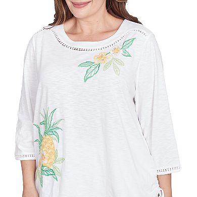 Plus Size Alfred Dunner Embroidered Pineapple Top
