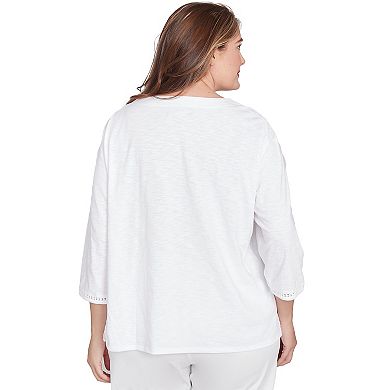 Plus Size Alfred Dunner Embroidered Pineapple Top