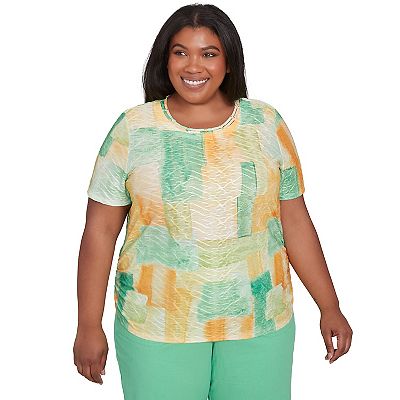 Plus Size Alfred Dunner Textured Patch Short Sleeve Tee