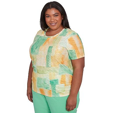 Plus Size Alfred Dunner Textured Patch Short Sleeve Tee