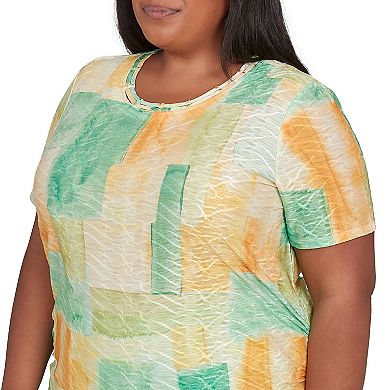 Plus Size Alfred Dunner Textured Patch Short Sleeve Tee