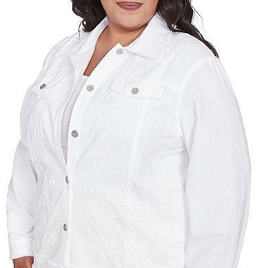 Plus Size Alfred Dunner Soutache Fringe Trim Jacket