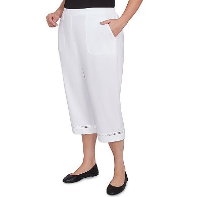 Plus Size Alfred Dunner Lace Dotted Trim Capri Pants