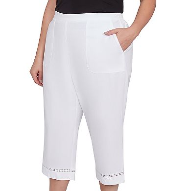 Plus Size Alfred Dunner Lace Dotted Trim Capri Pants