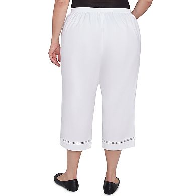 Plus Size Alfred Dunner Lace Dotted Trim Capri Pants