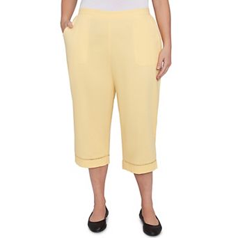Plus Size Alfred Dunner Lace Dotted Trim Capri Pants
