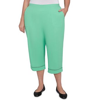 Plus Size Alfred Dunner Lace Dotted Trim Capri Pants