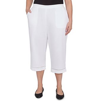Plus Size Alfred Dunner Lace Dotted Trim Capri Pants
