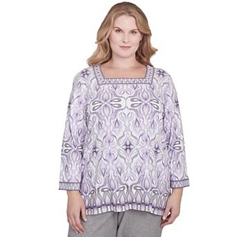 Plus Size Alfred Dunner Border Medallion Kaleidoscope Top