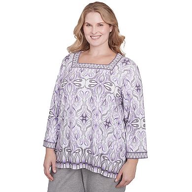 Plus Size Alfred Dunner Border Medallion Kaleidoscope Top
