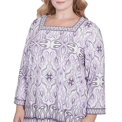 Plus Size Alfred Dunner Border Medallion Kaleidoscope Top