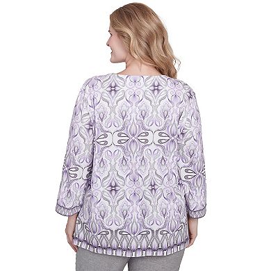 Plus Size Alfred Dunner Border Medallion Kaleidoscope Top