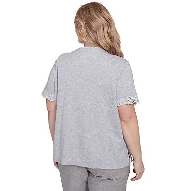 Plus Size Alfred Dunner Embroidered Tossed Flower Tee