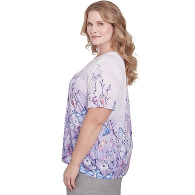 Plus Size Alfred Dunner Crisscross Ombre Butterfly Graphic Tee