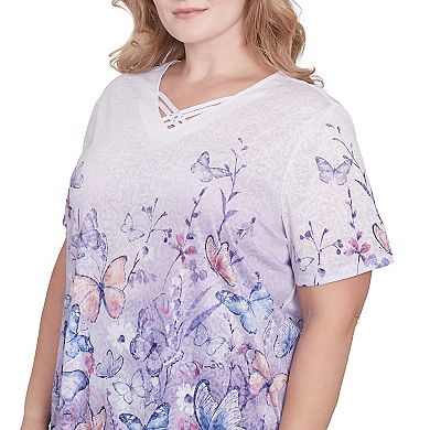 Plus Size Alfred Dunner Crisscross Ombre Butterfly Graphic Tee