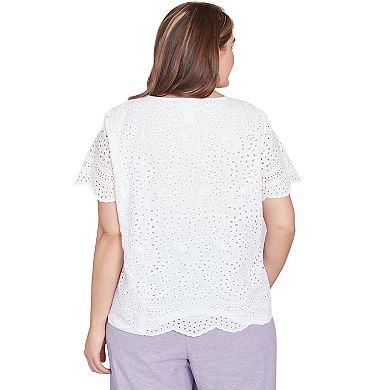 Plus Size Alfred Dunner Eyelet Scalloped Hem Tee