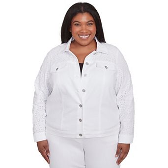 Plus Size Alfred Dunner Eyelet Denim Long Sleeve Jacket
