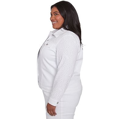 Plus Size Alfred Dunner Eyelet Denim Long Sleeve Jacket