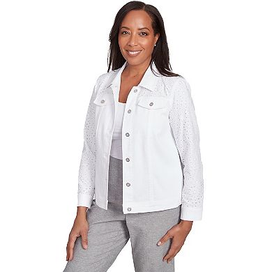 Petite Alfred Dunner Eyelet Denim Jacket