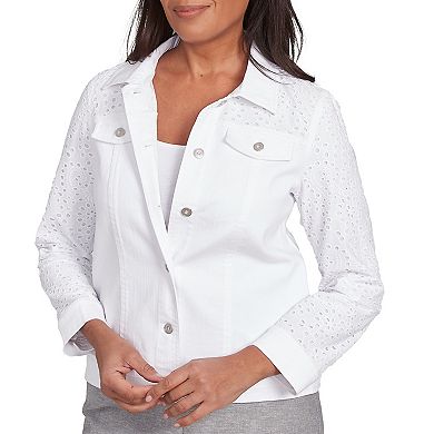 Petite Alfred Dunner Eyelet Denim Jacket