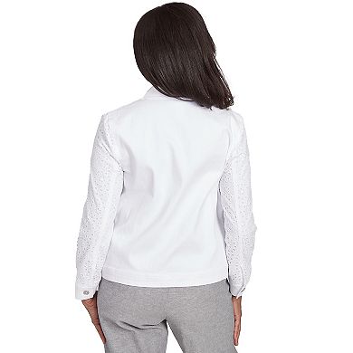 Petite Alfred Dunner Eyelet Denim Jacket