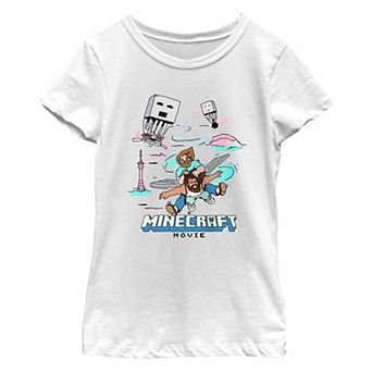 Girls 7-16 Minecraft Movie Fly Faster Graphic Tee