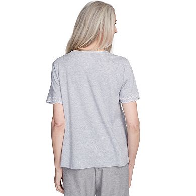 Petite Alfred Dunner Embroidered Tossed Flower Tee