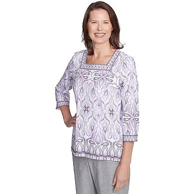 Petite Alfred Dunner Border Medallion Kaleidoscope Top