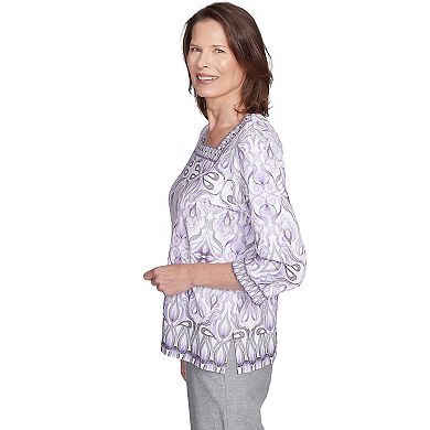 Petite Alfred Dunner Border Medallion Kaleidoscope Top