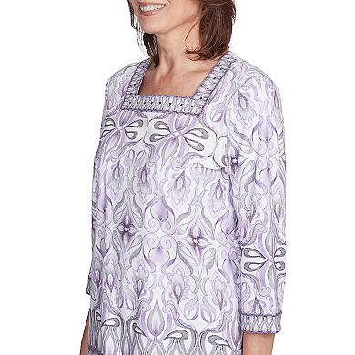 Petite Alfred Dunner Border Medallion Kaleidoscope Top