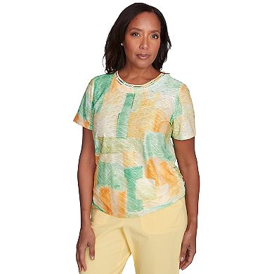 Petite Alfred Dunner Textured Patch Short Sleeve Tee