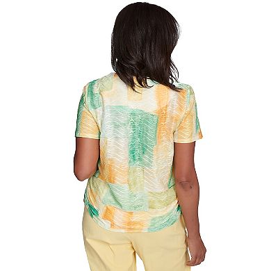 Petite Alfred Dunner Textured Patch Short Sleeve Tee