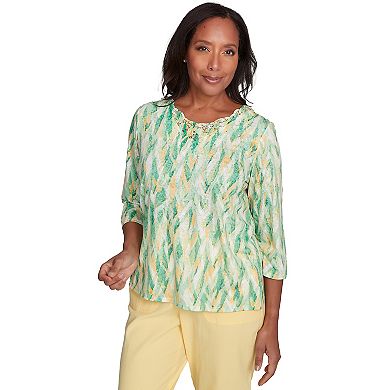 Petite Alfred Dunner Bright Textured Strokes Embellished Top