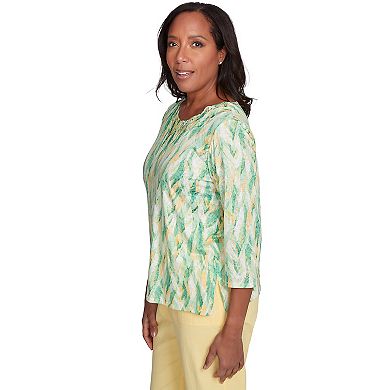 Petite Alfred Dunner Bright Textured Strokes Embellished Top