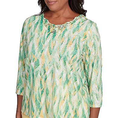 Petite Alfred Dunner Bright Textured Strokes Embellished Top