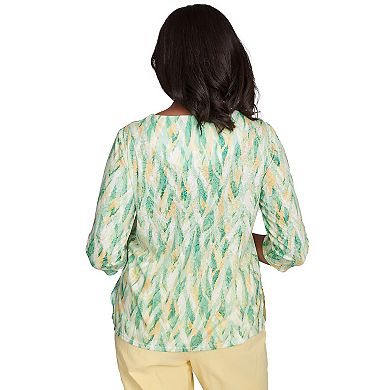 Petite Alfred Dunner Bright Textured Strokes Embellished Top