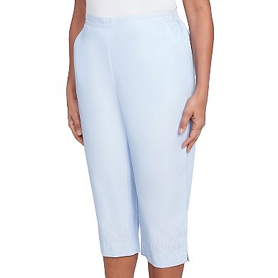 Petite Alfred Dunner Heat Set Embroidered Capri Pants