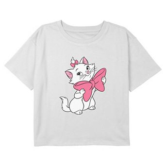 Disney's The Aristocats Marie Pink Bow Girls 7-16 Cropped Graphic Tee