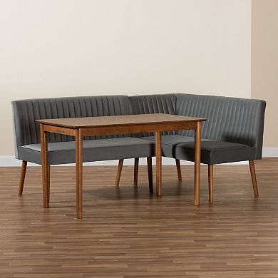 Baxton Studio Alvis Dining Nook 3-Piece Set