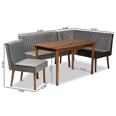 Baxton Studio Alvis Dining Nook 4-pc. Set