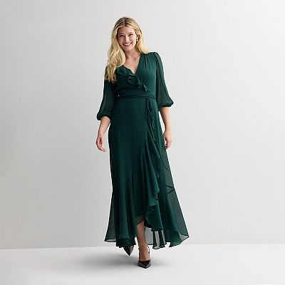 Women's Maison Tara Flowy Ruffle Faux Wrap Maxi Dress