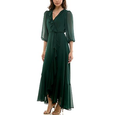 Women's Maison Tara Flowy Ruffle Faux Wrap Maxi Dress