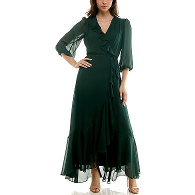Women's Maison Tara Flowy Ruffle Faux Wrap Maxi Dress