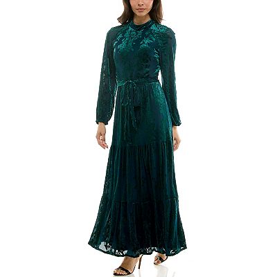bloomingdales long sleeve dark green velvet dress Green Velvet Dresses