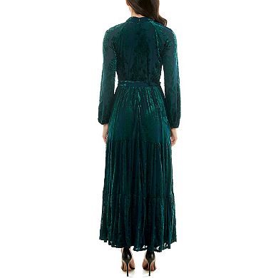 Women's Maison Tara Flocked Velvet Jacquard Maxi Dress