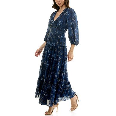 Women's Maison Tara Ruched V-Neck Tiered Maxi Dress