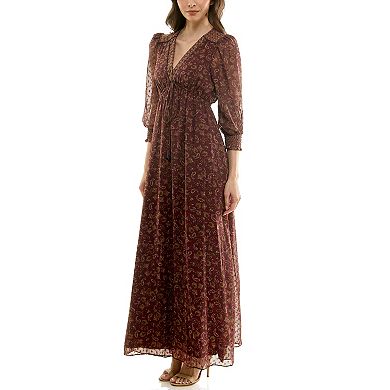 Women's Maison Tara Lux Flowy Boho V-Neck Maxi Dress